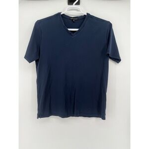 Robert Barakett Mens XL V Neck T-Shirt Casual Fitted Short Sleeve Navy‎ Blue